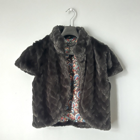 Black faux fur cropped blazer - Picture 1 of 4